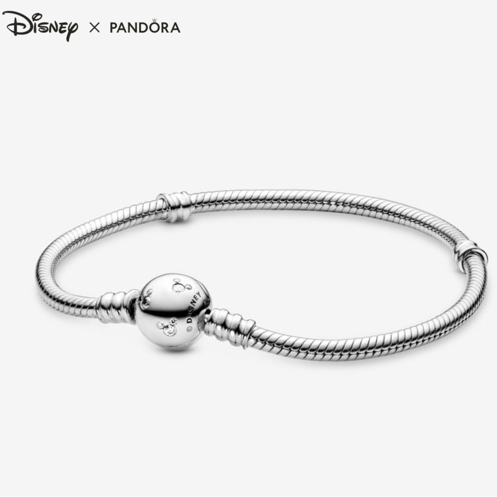 Disney Moments Sparkling Mickey Mouse & Snake Chain Bracelet - 6.3 inch (16 cm)